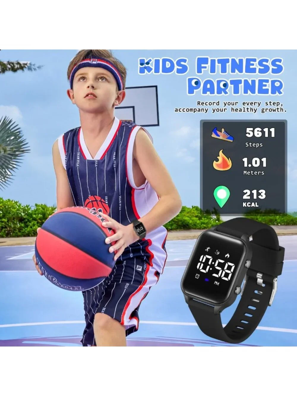 Waterproof Kids Digital Sports Watch with Fitness Tracker, Pedometer & Alarm